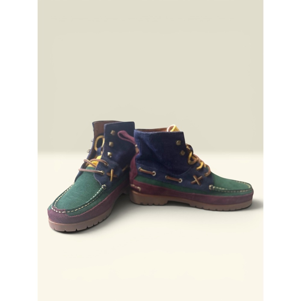 Polo Country Ralph Lauren NWOB SZ 9 Boots Multicolor Suede Corduroy Ranger - Picture 2 of 11